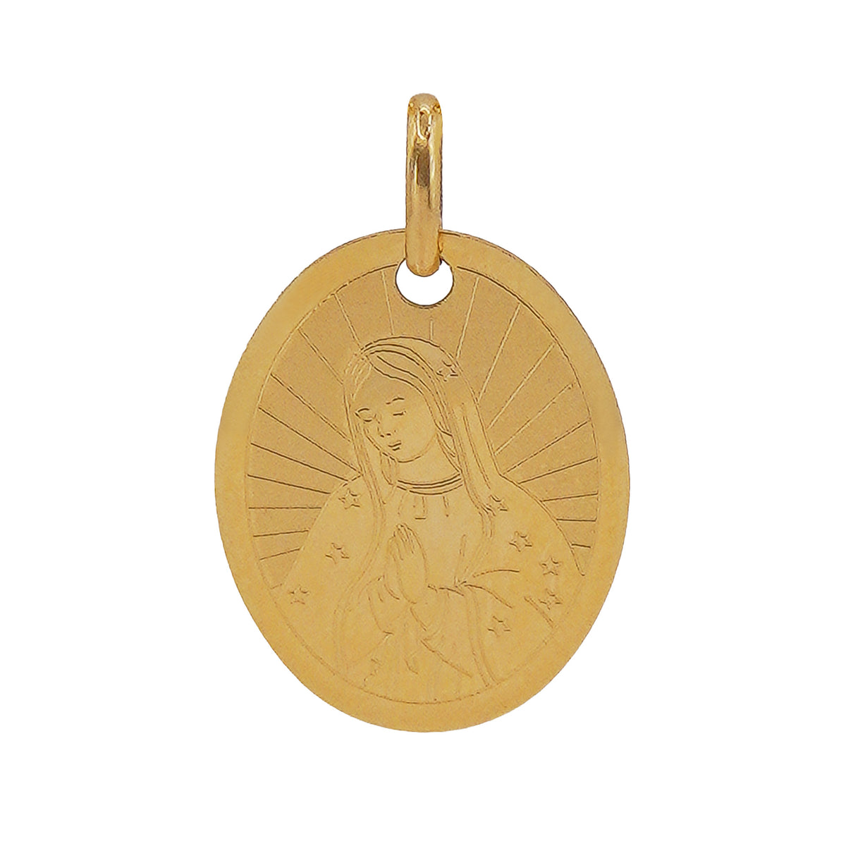 Dije Medalla Ovalada con la Virgen de Guadalupe Oro 14K