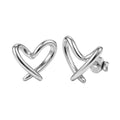 Arete Broquel Silueta Corazón Liso Encontrado Plata .925