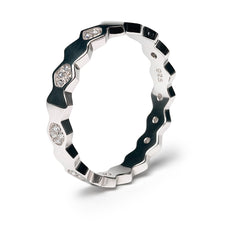 Anillo Churumbela Circonias Hexágono Plata .925 con Rodio