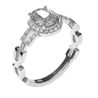 Anillo Solitario con Circonia y Micro Circonia Plata .925 con Baño de Rodio
