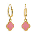 Arracada Flor Inspirada Van C Esmaltado Rosa Oro 10K