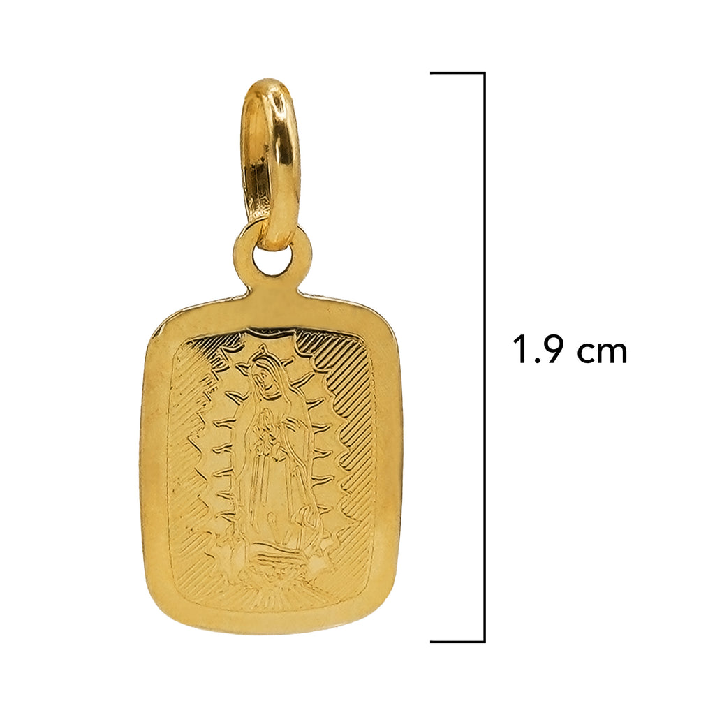 Dije Medalla Rectangular Virgen de Guadalupe Oro 14K