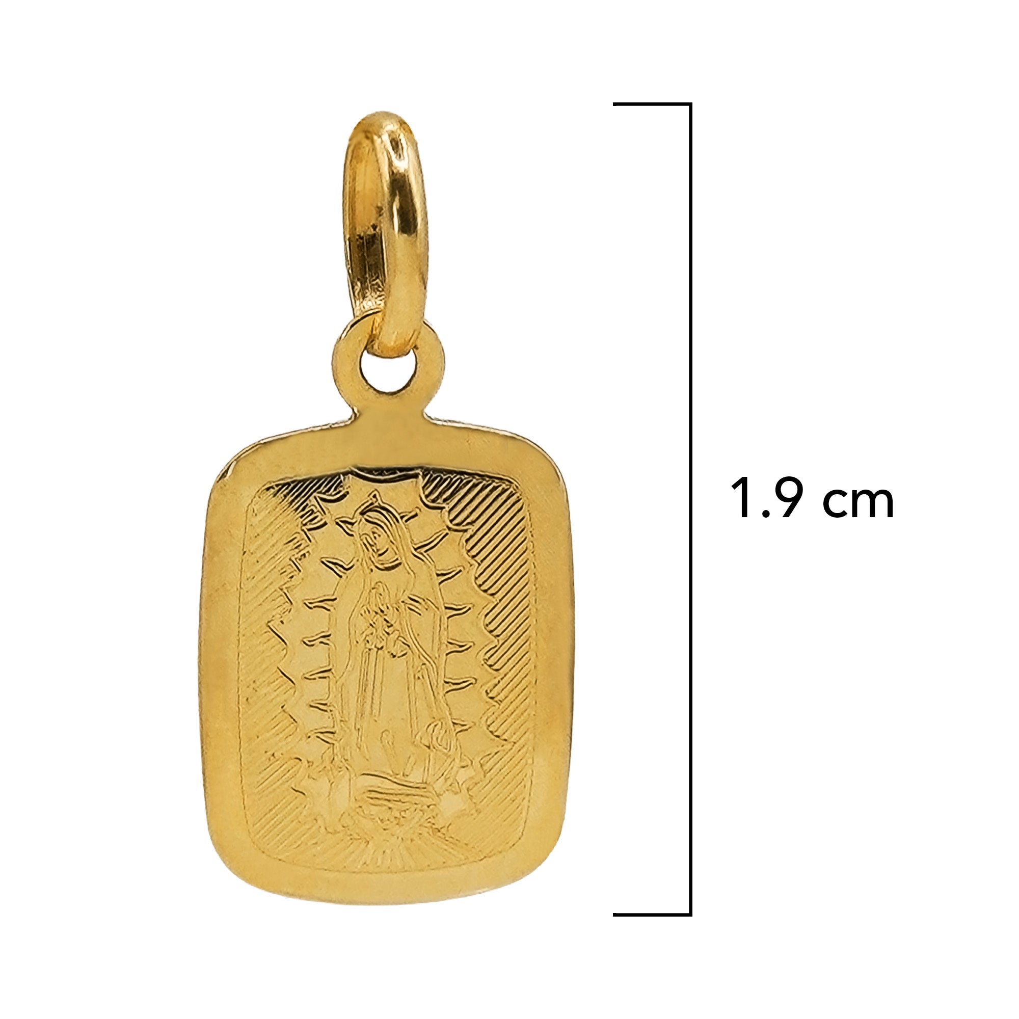 Dije Medalla Rectangular Virgen de Guadalupe Oro 14K