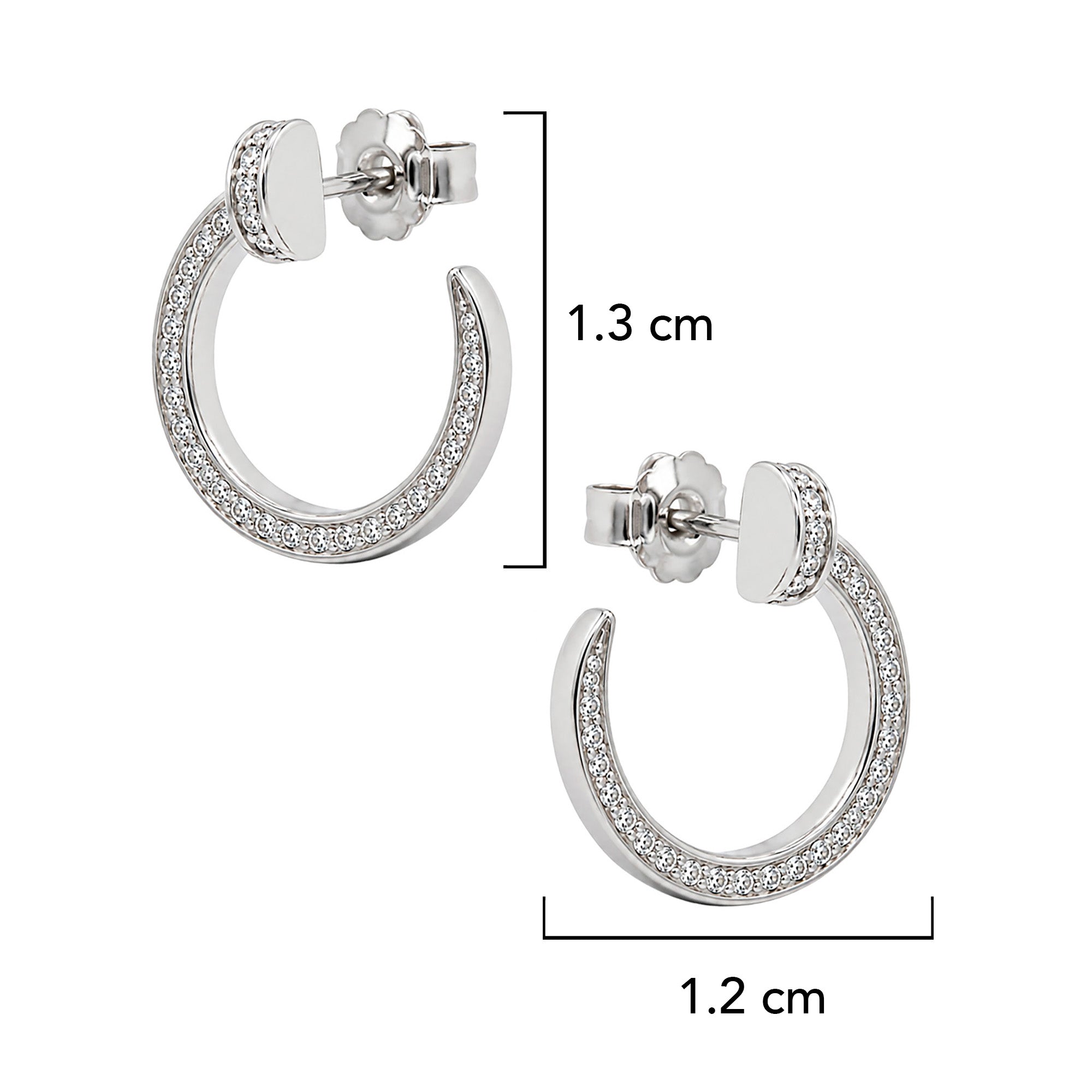 Arracada Inspirada Cartier 1:1 Clavo con Circonias Chico, Plata .925 con Baño de Rodio