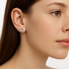 Arete Broquel Corazón Liso con una Circonia en Medio Plata .925