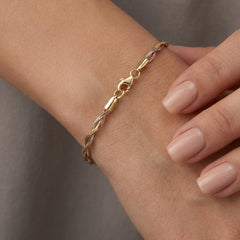 Pulsera Trenzada con Baño 3 Oros Plata .925