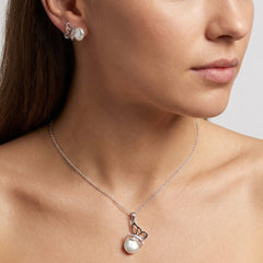 Juego Perla Natural con Mariposa Calada Plata .925