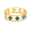 Anillo Inspirado LV Flores Multicolor Oro 10K