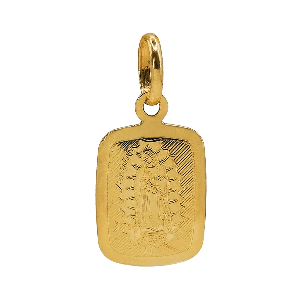 Dije Medalla Rectangular Virgen de Guadalupe Oro 14K