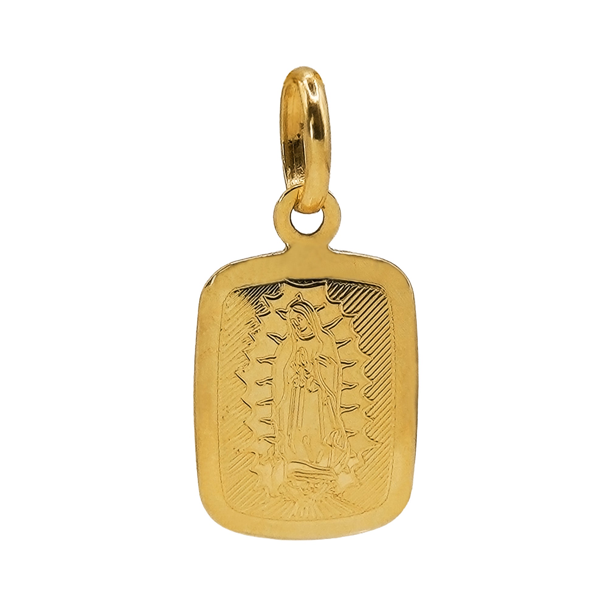 Dije Medalla Rectangular Virgen de Guadalupe Oro 14K