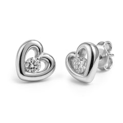 Broquel Corazón Liso con una Circonia en Medio Plata .925