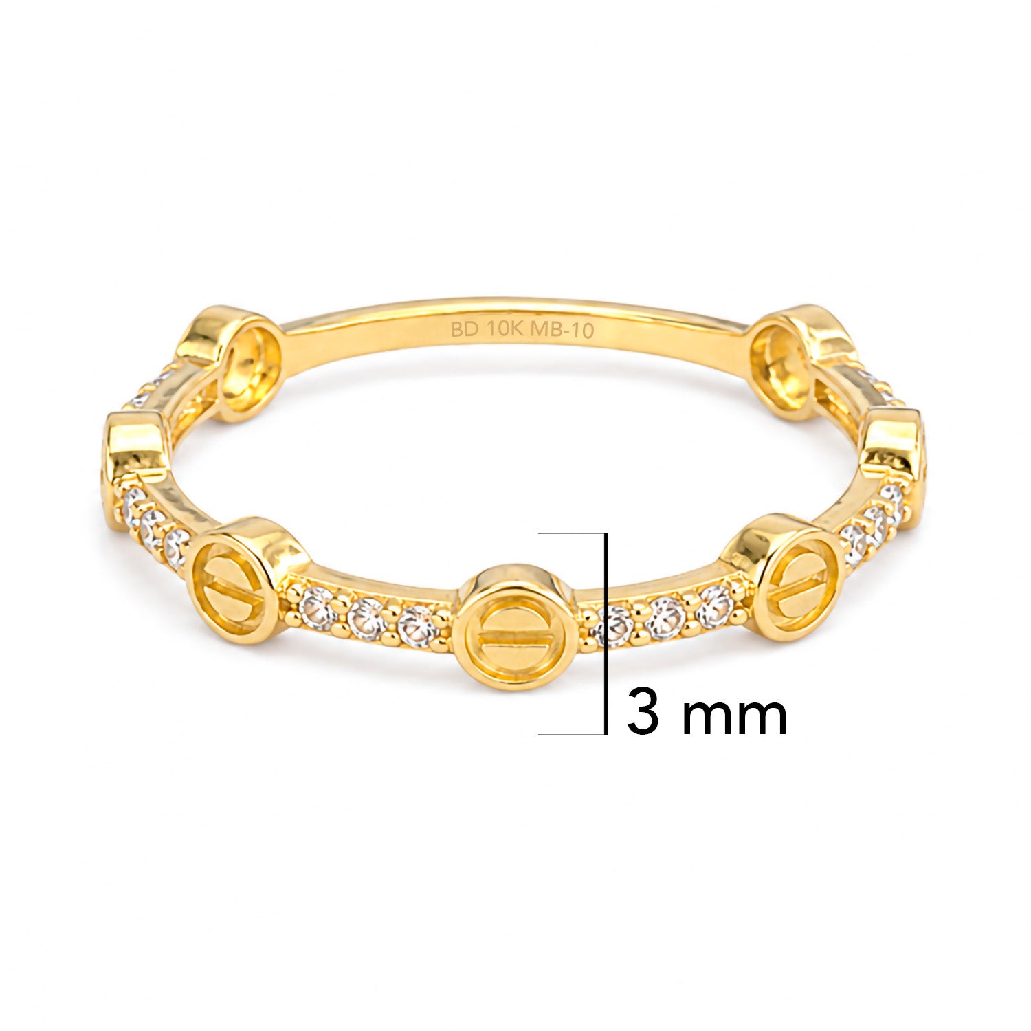 Anillo Inspirado Cartier con Micro Circonias Oro 10K