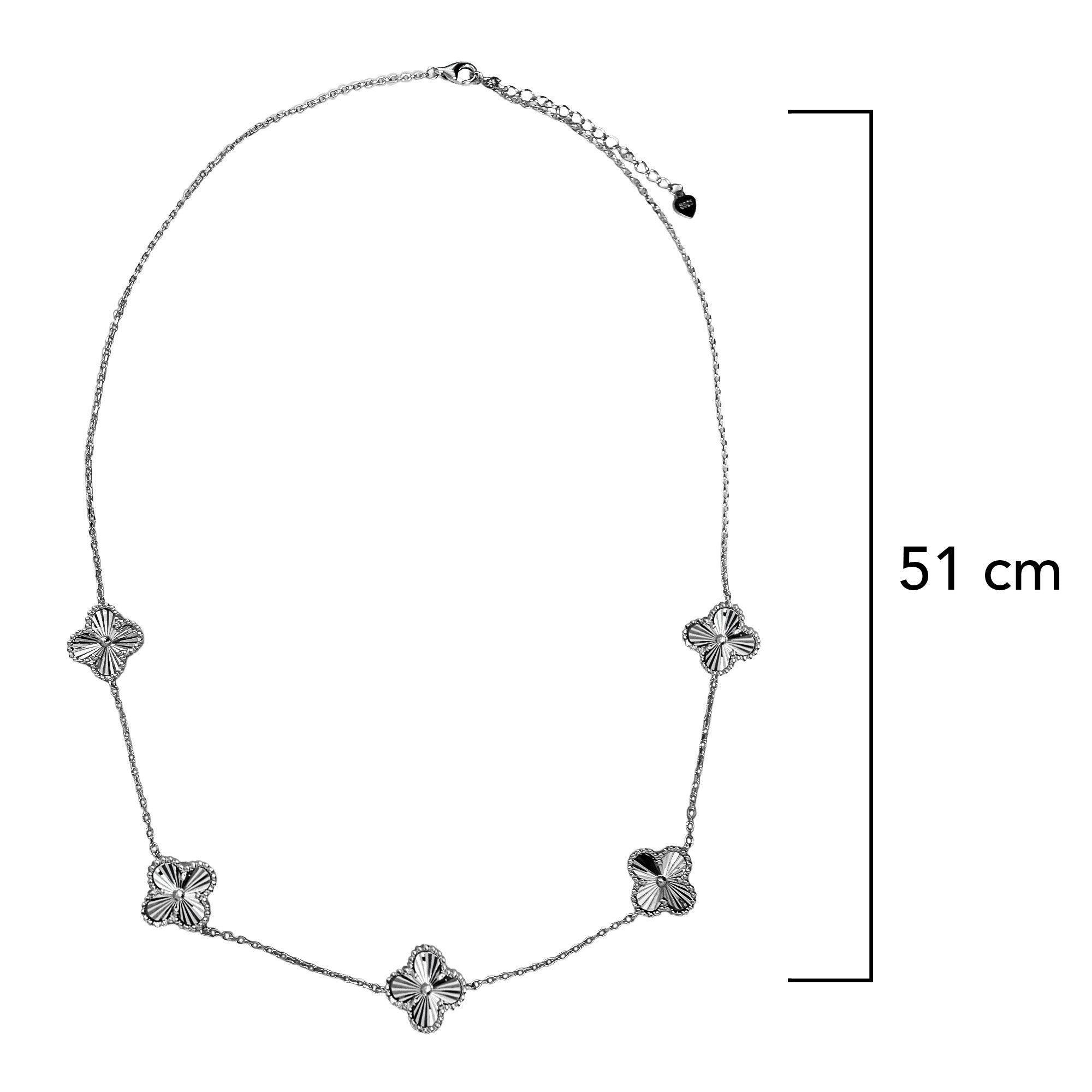 Collar 5 Flores Inspirado Van C Diamantado Plata .925 con Rodio