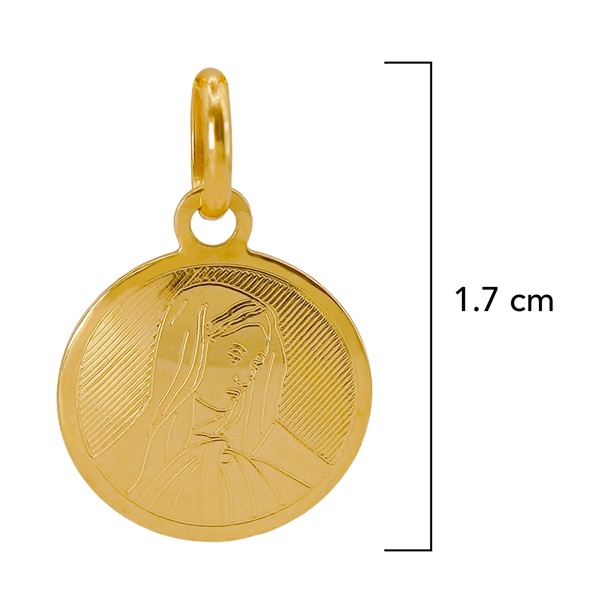 Dije Medalla Redonda  Virgen de Guadalupe Oro 14K