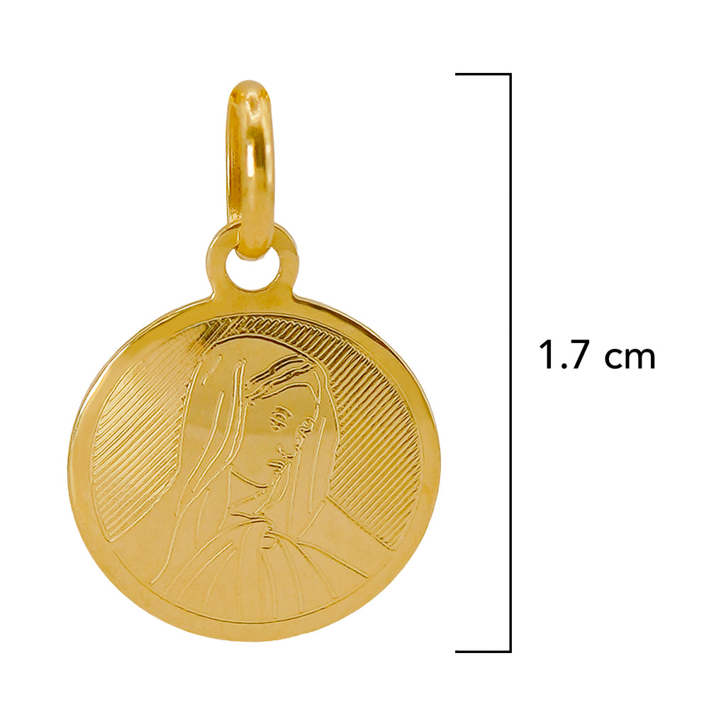 Dije Medalla Redonda  Virgen de Guadalupe Oro 14K
