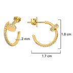 Arracada Inspirada Cartier 1:1 Clavo Delgado con Circonias, Plata .925 con Baño de Oro 18k