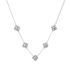 Collar 5 Flores Inspirado Van C Diamantado Plata .925 con Rodio