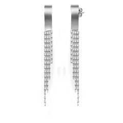 Arete Largo Placa Lisa con Cadena Punto y Coma Hecho a Mano Plata .925