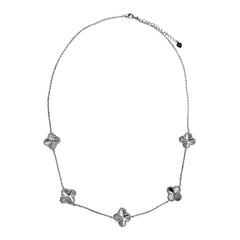 Collar 5 Flores Inspirado Van C Diamantado Plata .925 con Rodio