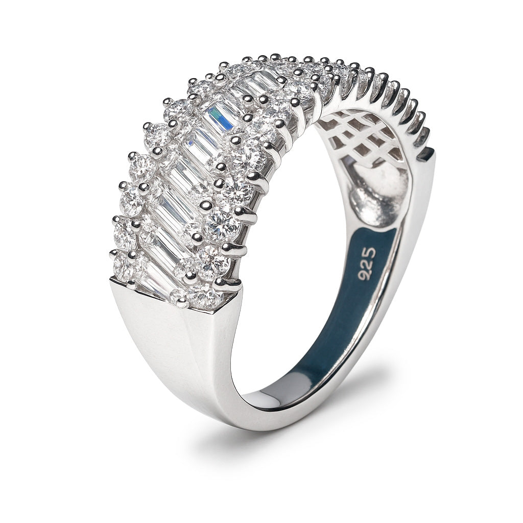 Anillo circonias baguette Plata .925