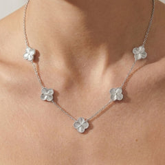 Collar 5 Flores Inspirado Van C Diamantado Plata .925 con Rodio