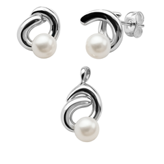 Juego Perla Natural con Espiral Plata .925