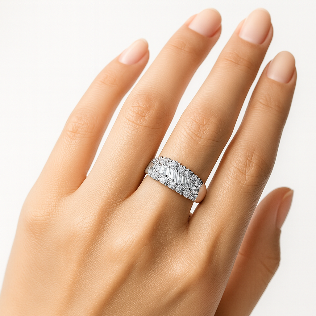 Anillo circonias baguette Plata .925