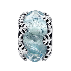 Charm Inspirado Pan 1:1 de Cristal Murano Copo de Nieve Plata .925