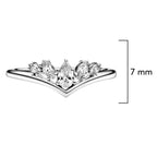 Anillo Inspirado Pan 1.1 Chico Tiara 5 Circonias Semilla Plata .925