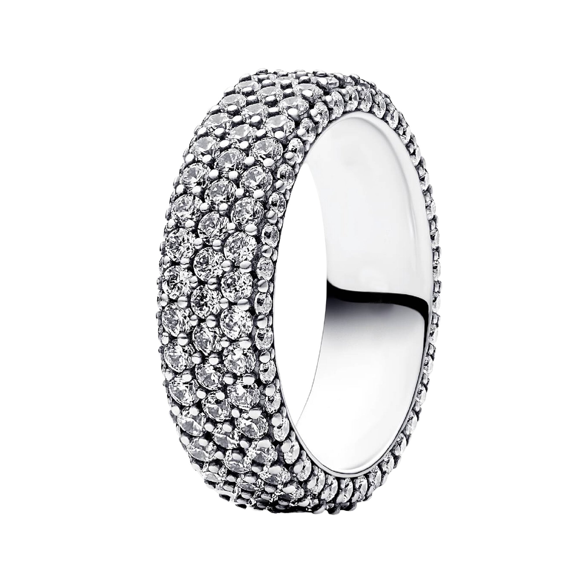 Anillo Inspirado Pan 1.1 Banda Super Ancha con Micro Circonias Plata .925
