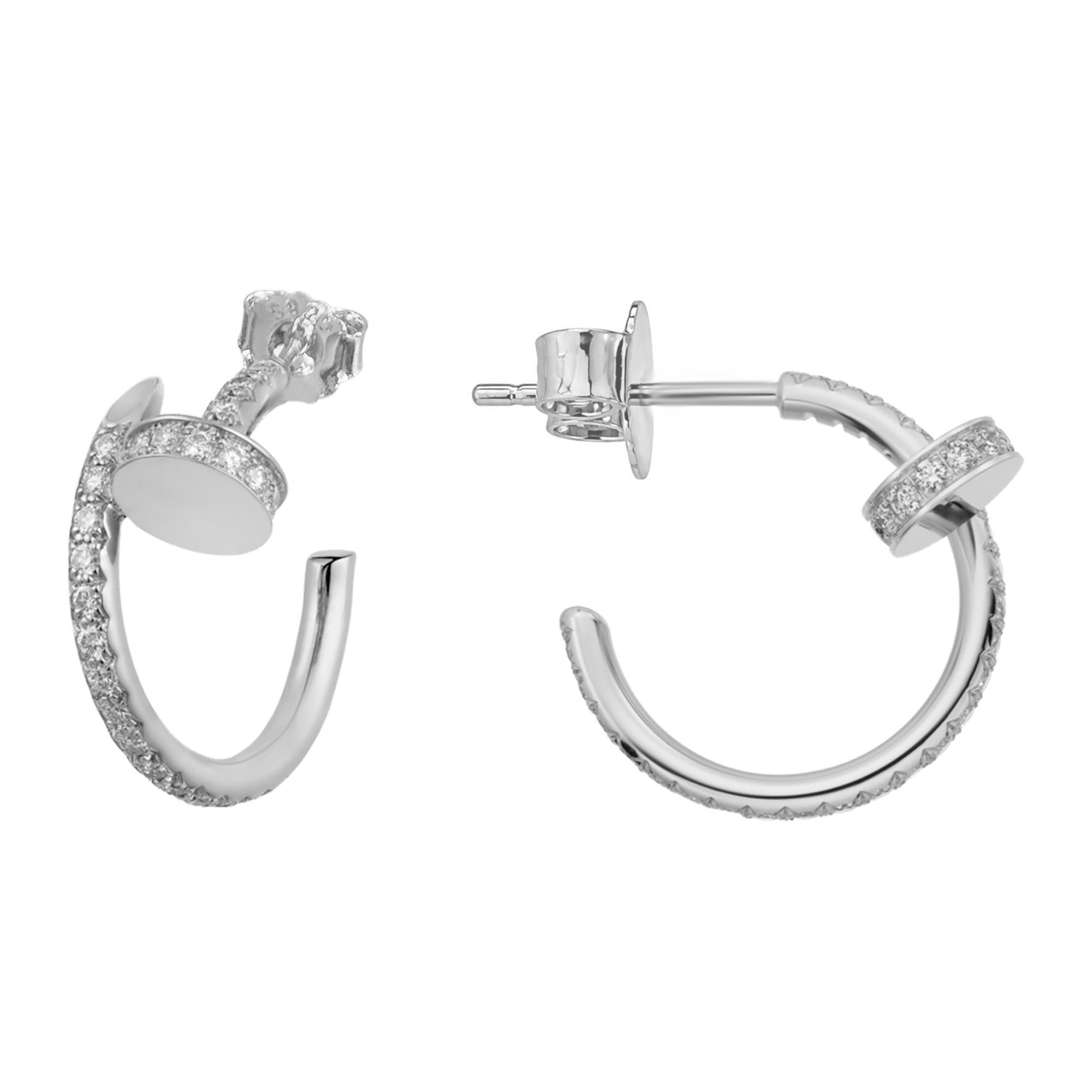 Arracada Inspirada Cartier 1:1 Clavo Delgado con Circonias, Plata .925 con Baño de Rodio