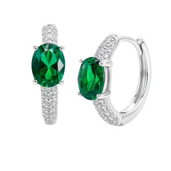 Huggies con Circonia Grande y Micro Circonias Plata .925 con Rodio