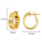 Arracada Inspirada Cartier 1:1 Amor y Circonias, Plata .925 con Baño de Oro 18k