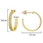 Arracada Inspirada Cartier 1:1 Amor Grande con Circonias, Plata .925 con Baño de Oro 18k
