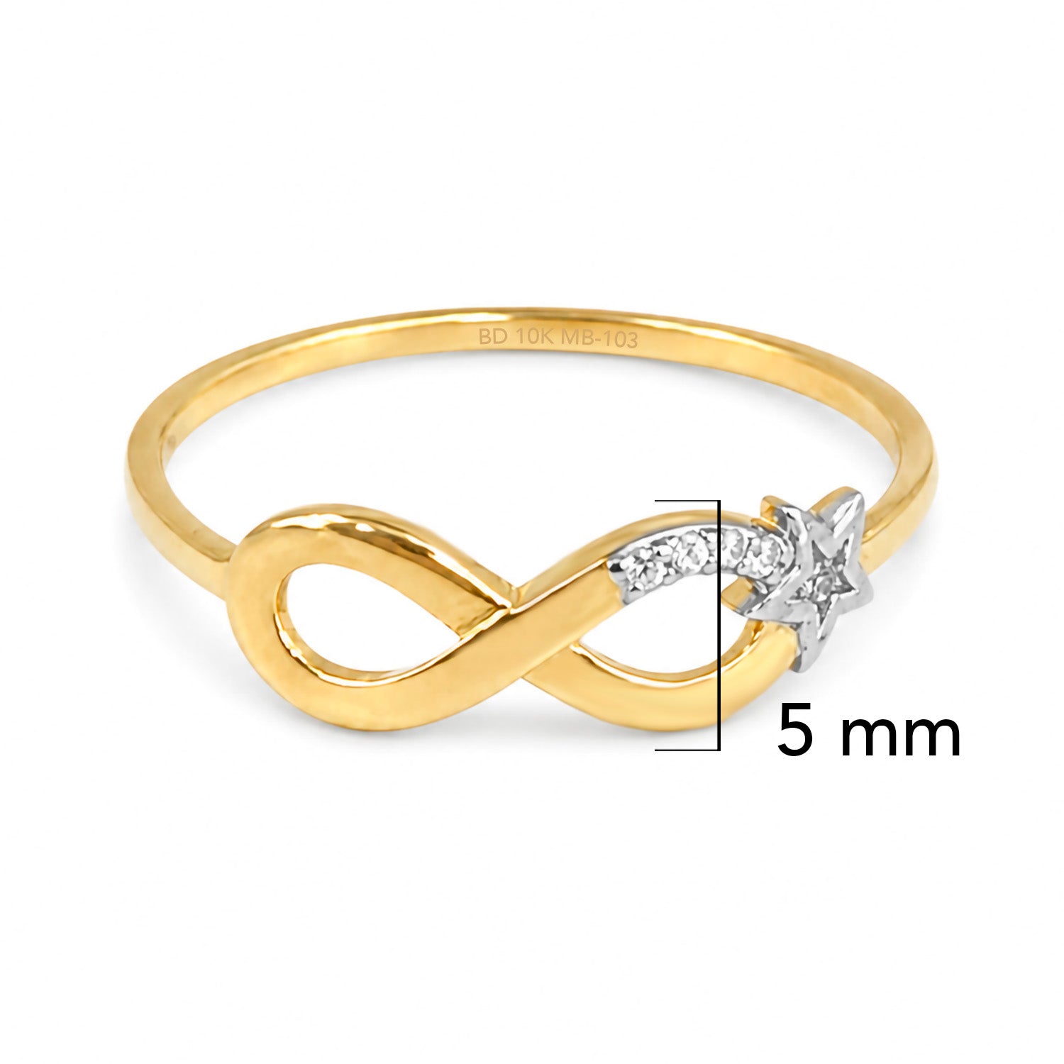 Anillo Infinito con Estrella en Oro Blanco Oro 10K