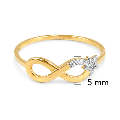 Anillo Infinito con Estrella en Oro Blanco Oro 10K