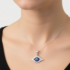 Dije Ojo Turco Azul con Circonias de 2.3cm Plata .925