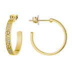 Arracada Inspirada Cartier 1:1 Amor Grande con Circonias, Plata .925 con Baño de Oro 18k