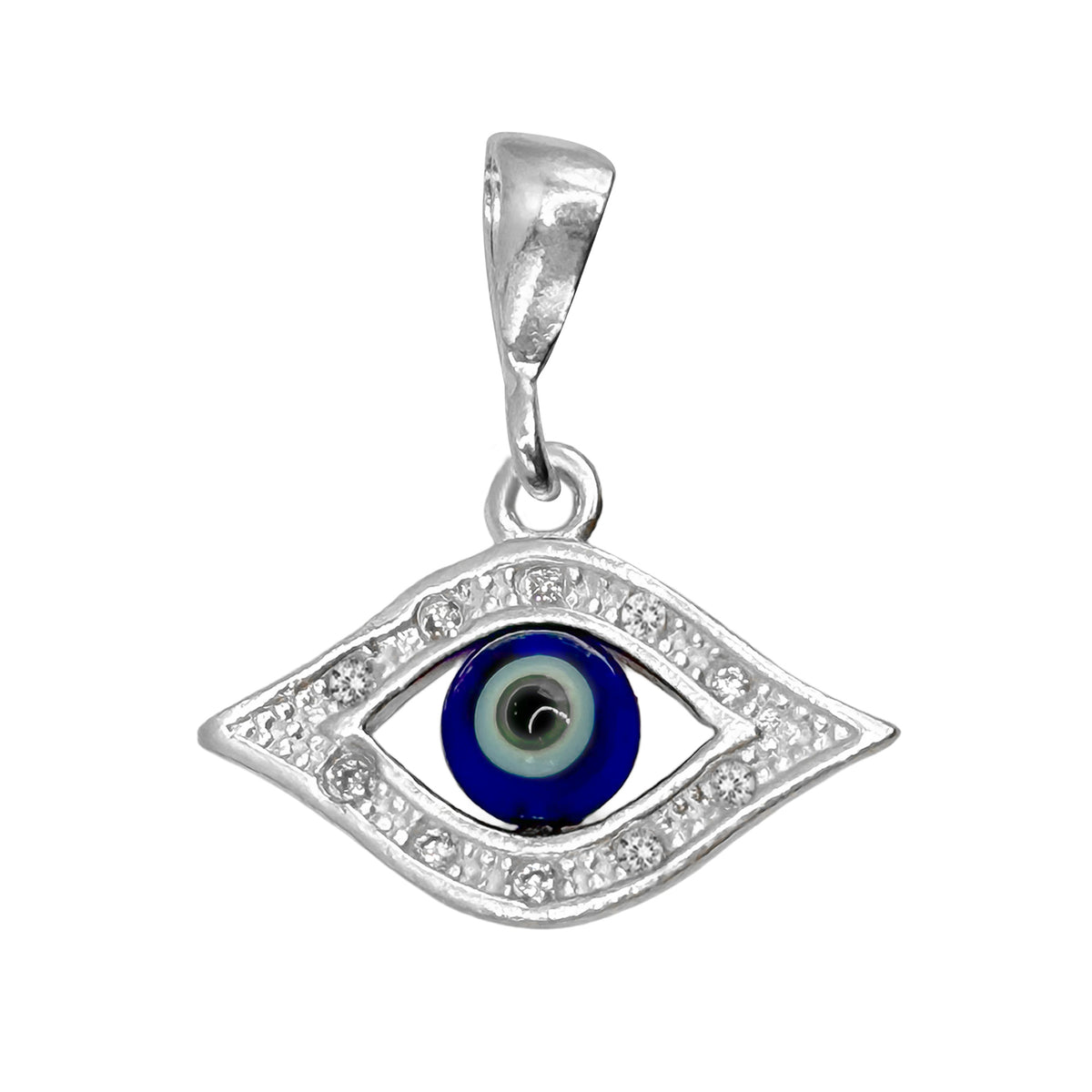 Dije Ojo Turco Azul con Circonias de 2.3cm Plata .925