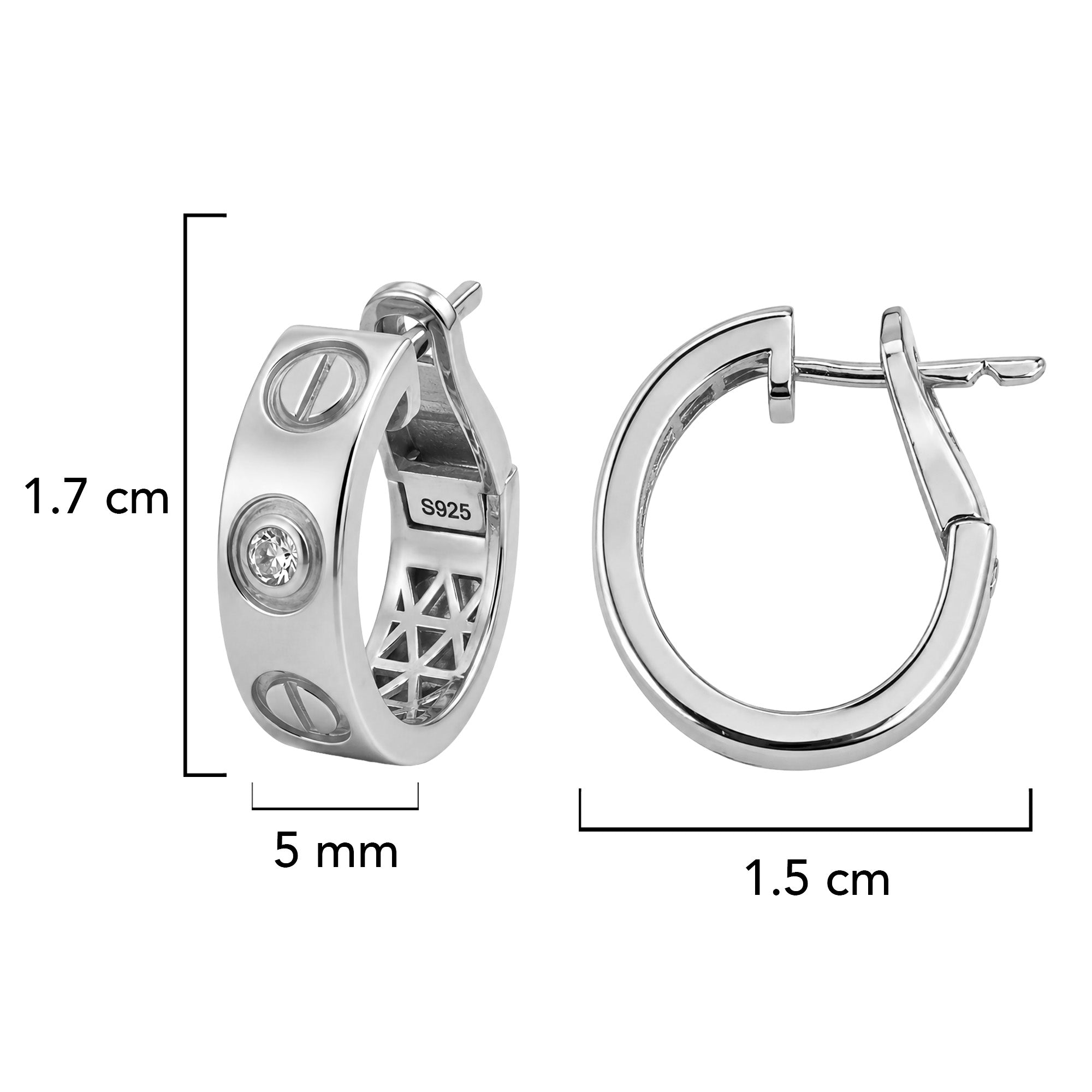 Arracada Inspirada Cartier 1:1 Amor y Circonias, Plata .925 con Baño de Rodio