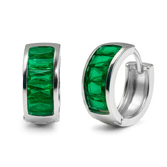 Huggies Ancha Canalito de Circonias Baguette Plata .925