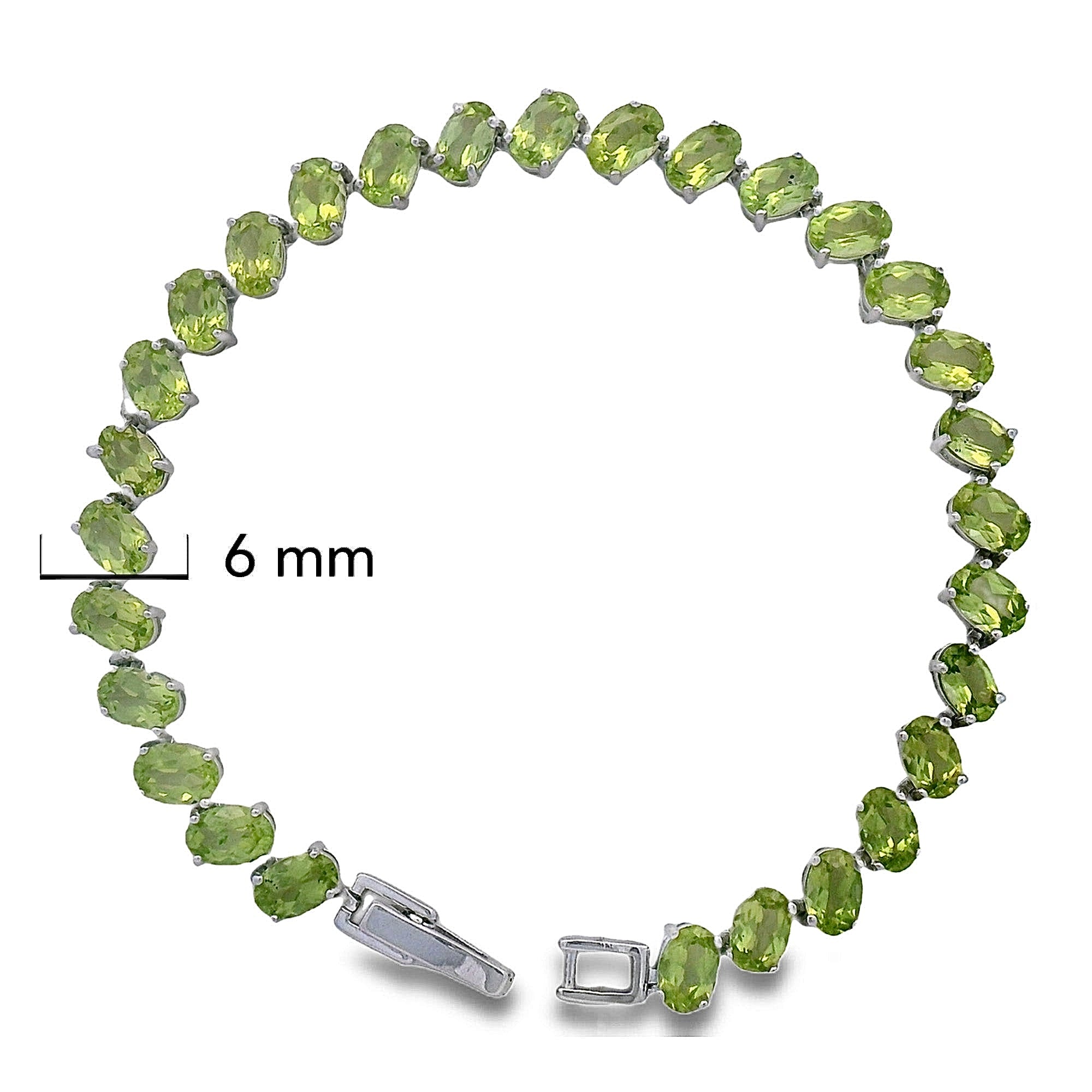 Pulsera Piedras Preciosas Peridoto con Baño de Rodio Plata .925
