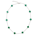 Collar Flor Inspirado Van C Flor Piedra Natural Plata .925 con Baño de Rodio
