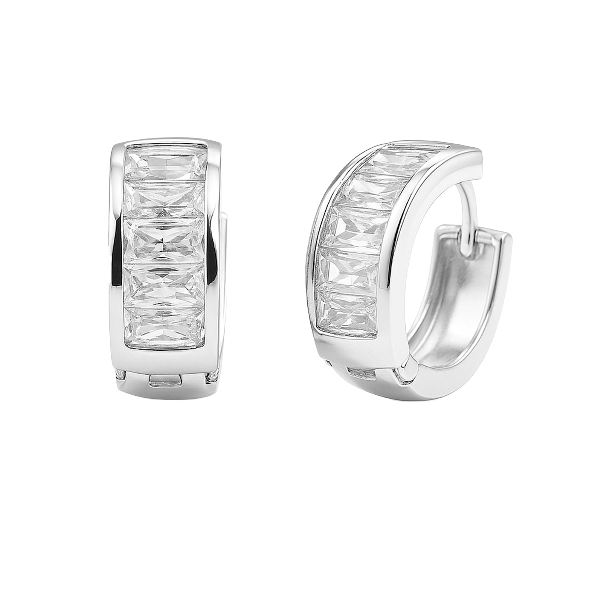 Huggies Ancha Canalito de Circonias Baguette Plata .925