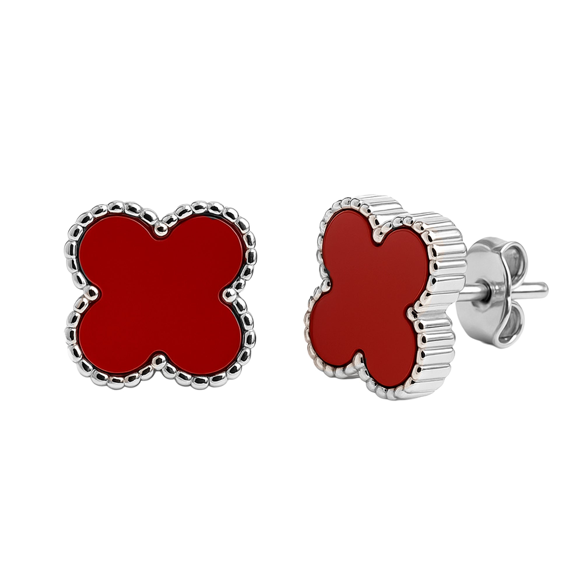 Arete Broquel Arete Flor Chica 8 mm Inspirado Van C Plata .925