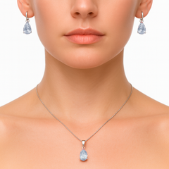 Juego Circonia en Forma de Gota Plata .925