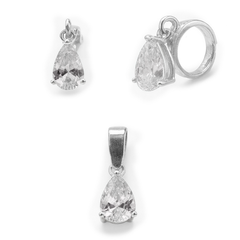Juego Circonia en Forma de Gota Plata .925