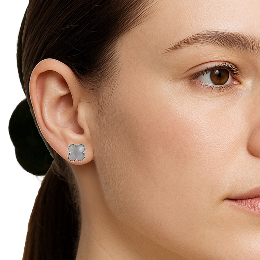Arete Broquel Arete Flor Chica 8 mm Inspirado Van C Plata .925