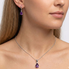 Juego Circonia en Forma de Gota Plata .925