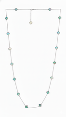 Collar Flores Inspirado Van C Largo Piedras Naturales Plata .925 con Rodio